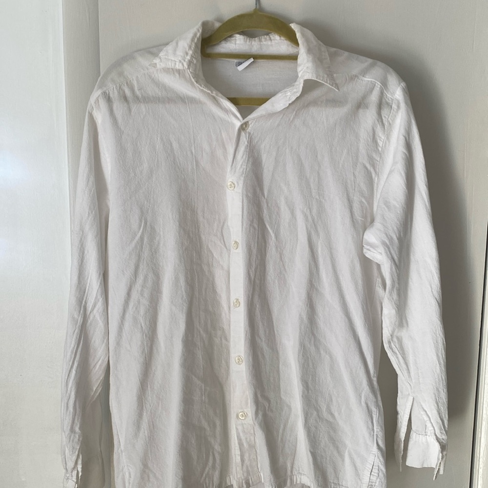 White cotton button down made in Greece
